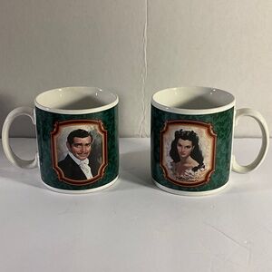 Gone with the Wind Scarlett and Rhett 50th Anniversary Commemorative Mugs 1989